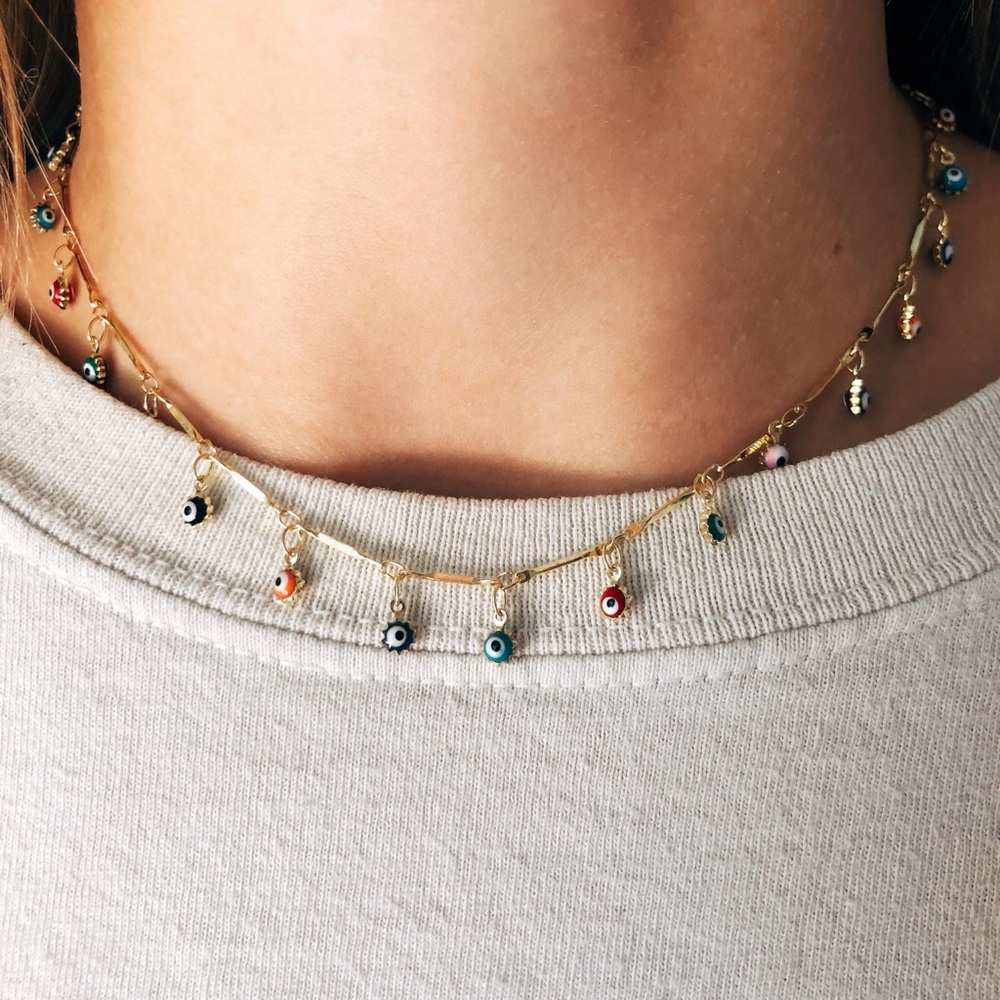 rainbow small eye necklace